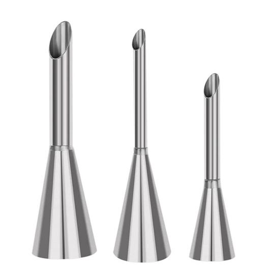 Stainless Steel Cream Piping Tips Set Lightweight Pastry Icing Decorating Tools with 3 Long Puff Nozzles Cream Puff Decorating Kit