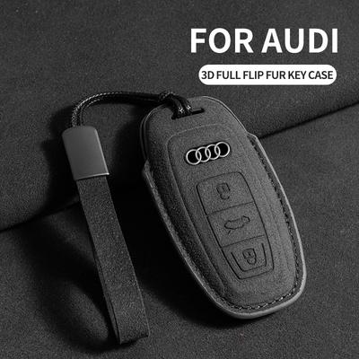 Capa de Couro para Chave de Carro Shell Para A3 B9 A6 C8 A7 S7 A8 D5 S8 Q5 Q7 Q8 SQ8 TT E-tron RS6 RS7 Protetor Acessórios Chaveiro
