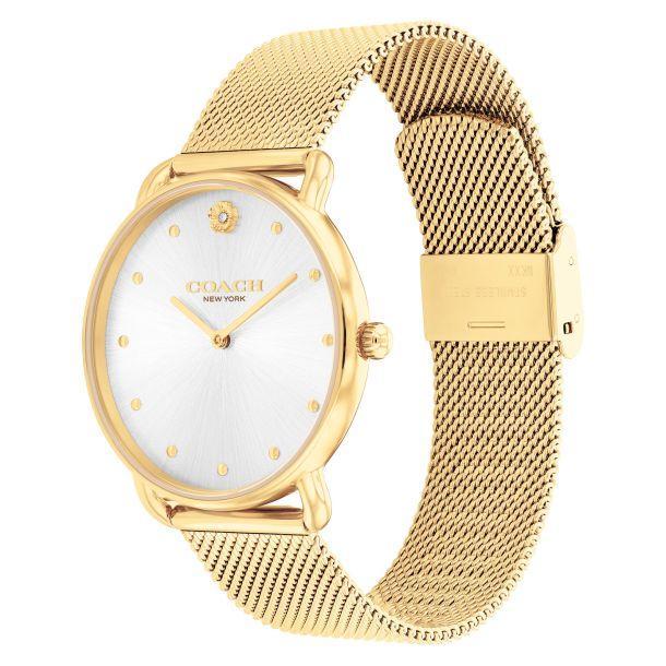 Coach Elliot White Sunray Dial Gold-Tone Mesh Bracelet Watch 36mm - 14504208