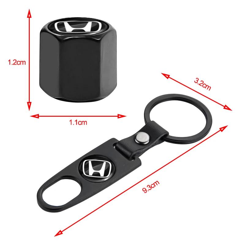 Car Tire Valve Caps with Car Badge Keyring Keychain Car Accessories For Honda Civic Varadero Xl1000 Xadv 750 Forza Shadow Vt600 ZU5