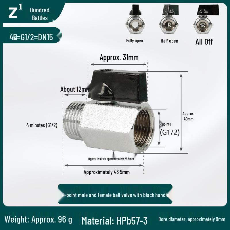 1/2 Inch Mini Copper Ball Valve, Internal & External Threads, Pneumatic Switch