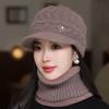 Fashionable and Versatile Wool Peaked Hat with Velvet Ear Protection  Mother's Hat  Cold Proof Knitted Hat