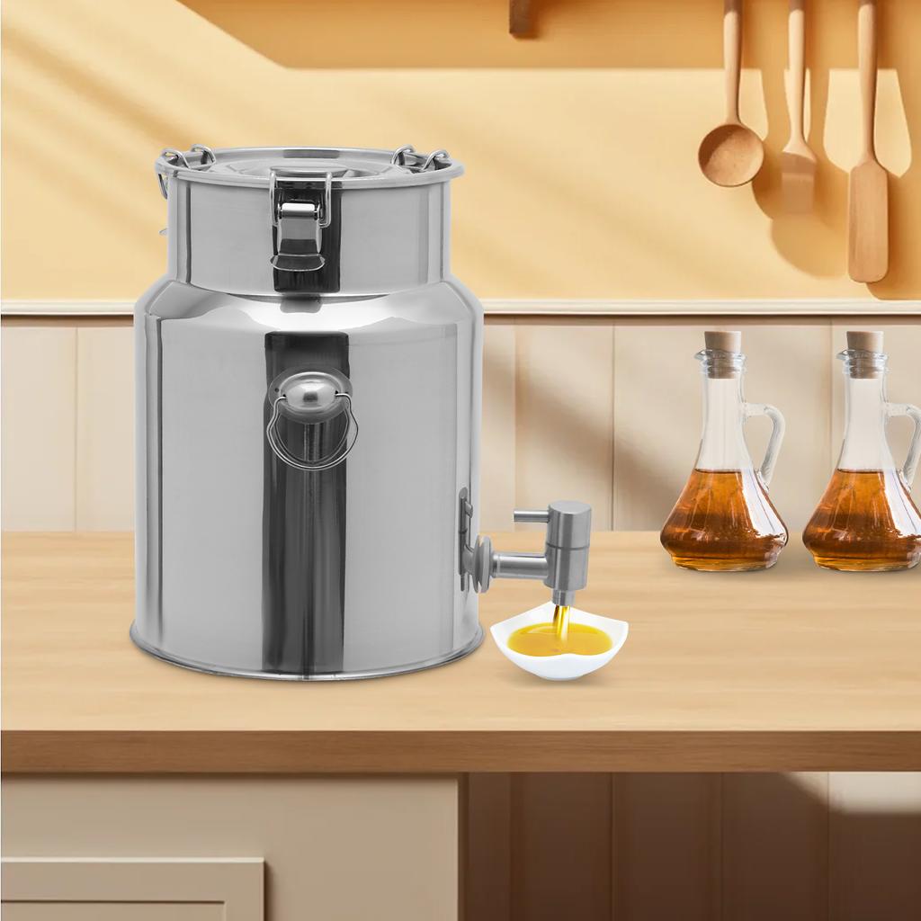 10L Beverage Dispenser w/ Nozzle, 304 Stainless Steel Drink Dispenser, Insulated Milk Can, Portable Liquid Container for Kitchen