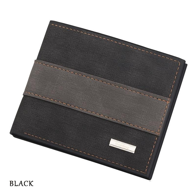Men Wallet Patchwork PU Leather Small Card Holder Short Wallets Man Purse Card Case Casual Standard Wallet