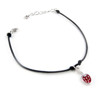 [K9581] - Red 'Strawberry' Silver Bracelet