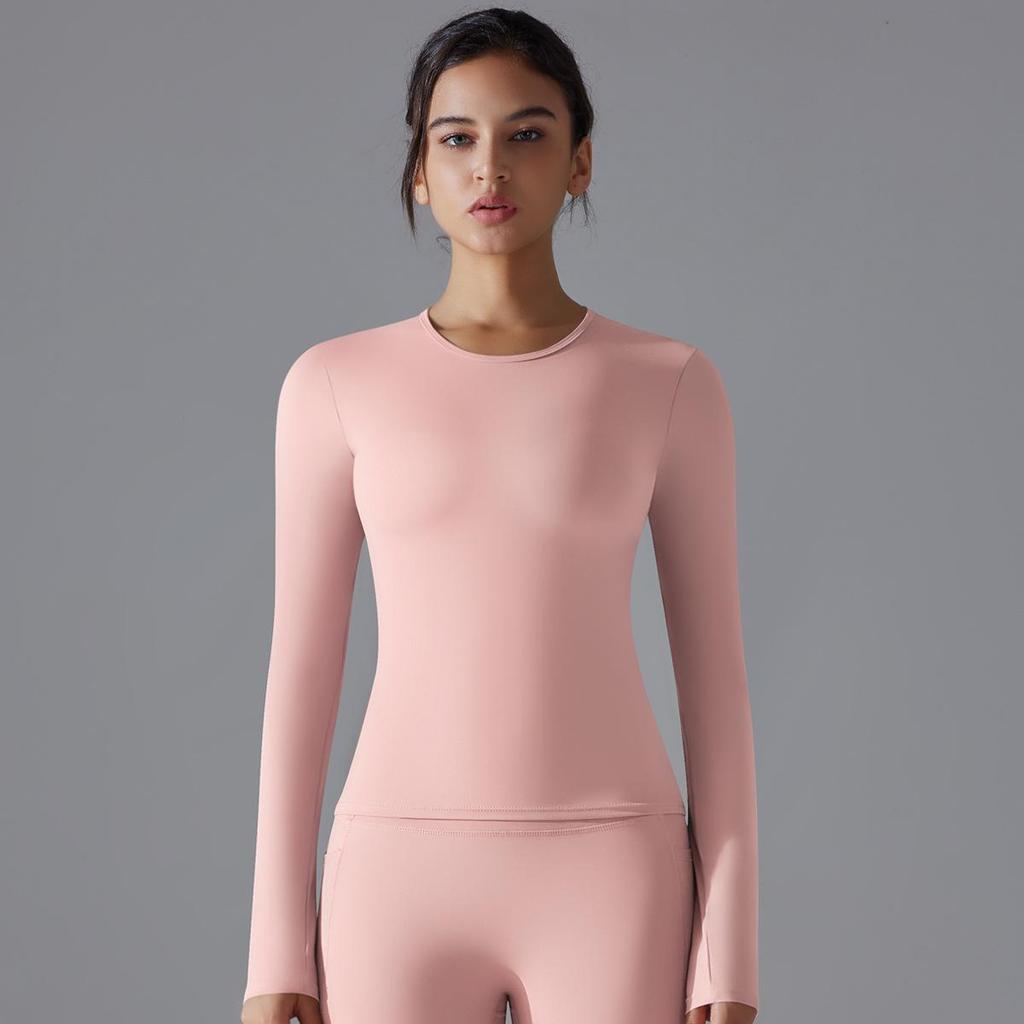 Women's Double-Sided Brushed Long-Sleeve High-Elastic Sports T-Shirt
