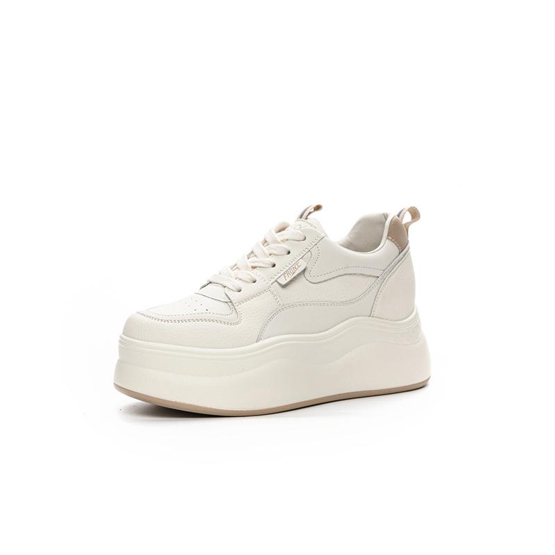 Spring and Autumn Four Seasons Women's Shoes New Wedge Heel Muffin Thick Sole Inner Height Increase Casual Shoes Small White Shoes Fleece