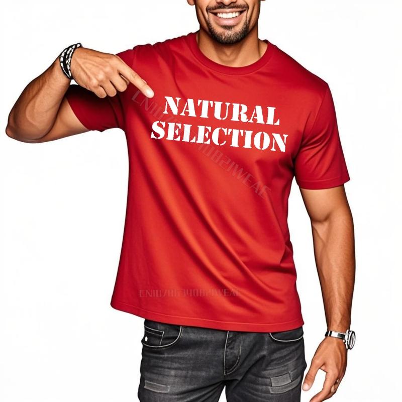 

Мужская футболка Графическая футболка Большого размера Текст «Естественный отбор» Напечатанный Летняя Расслабленный крой Круглый вырез Крутая Повседневная одежда S