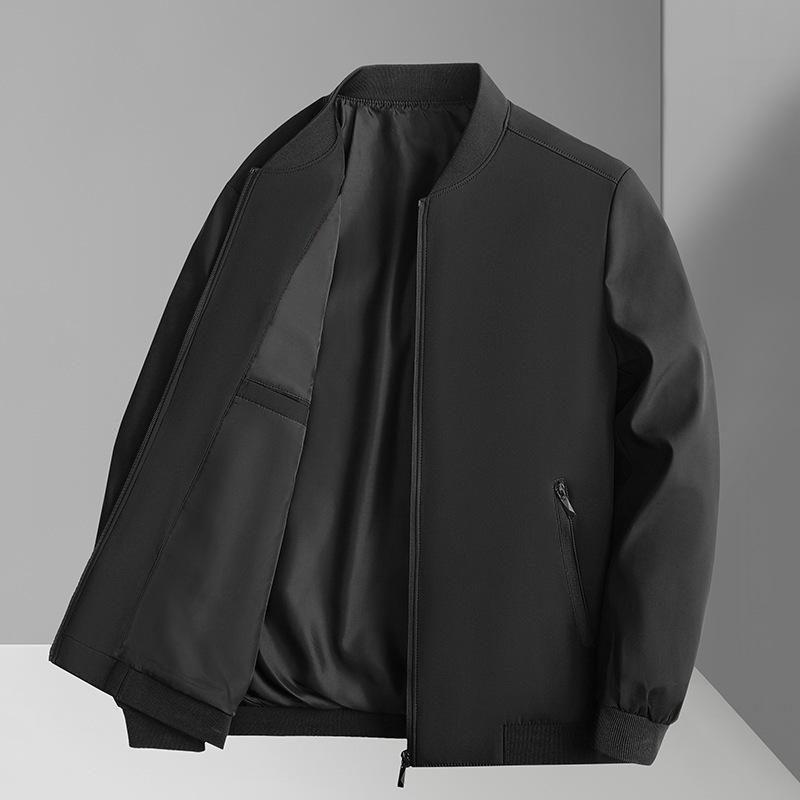 Spring and Autumn Light Jacket Men's Stand-up Collar Light Business Casual Jacket Middle-aged and Elderly Men's Loose Top