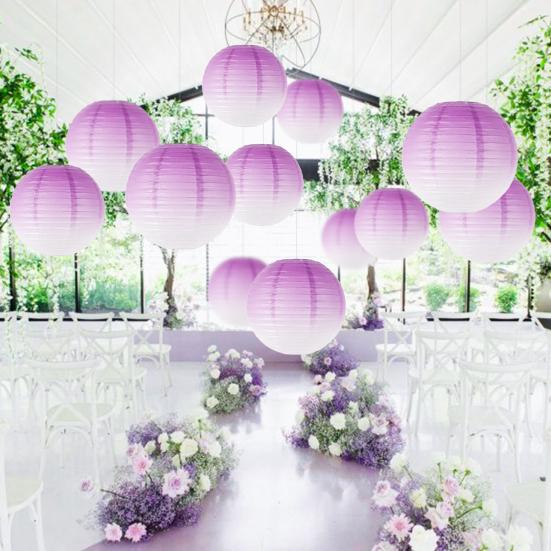 Paper Lantern Gradient Color Summer Party Wedding Lantern Decorative Light Indoor Outdoor Festive Atmosphere Decor