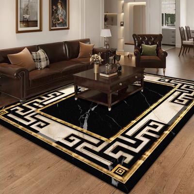 Marble Luxury Carpet for Living Room Decorations Sofa Table Large Area Rugs Black Gold Long Hallway Floor Mat Anti-slip Doormat