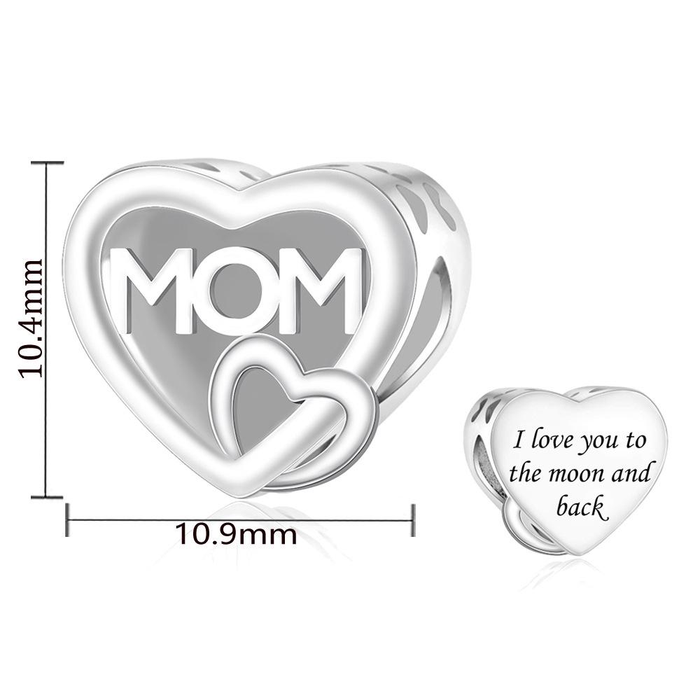 Eco-Friendly Copper Heart Family Love Pendant Bead Bracelet DIY Accessory