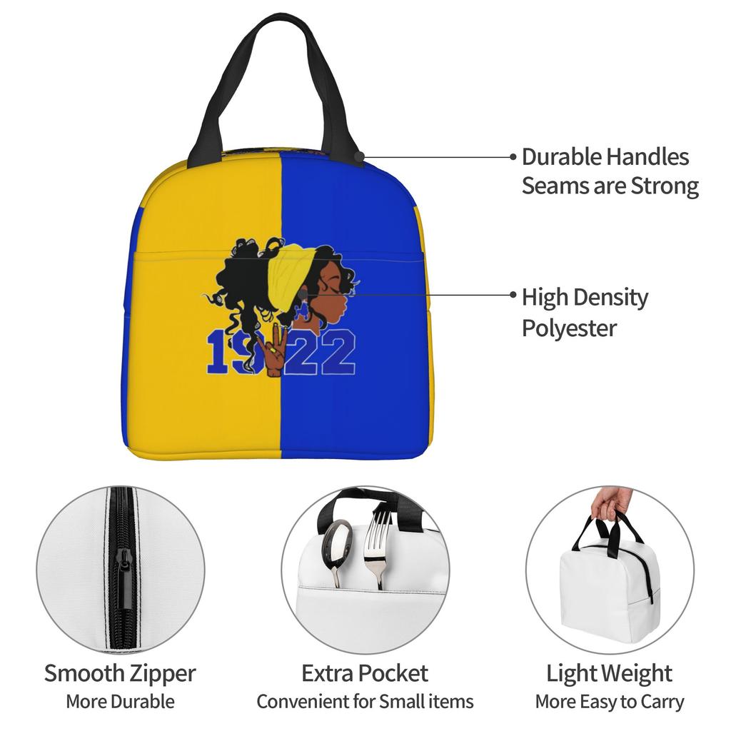 SGRHO Sigma Gamma Rho Insulated Lunch Bags for School Office African American Sorority Leakproof Thermal Cooler Bento Box