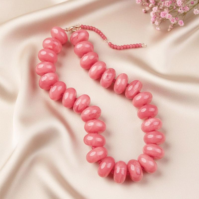Bohemian  Casual Dopamine Resin Bead Necklace Charms Jewelry Suitable For Women Daily Vacation Wear
