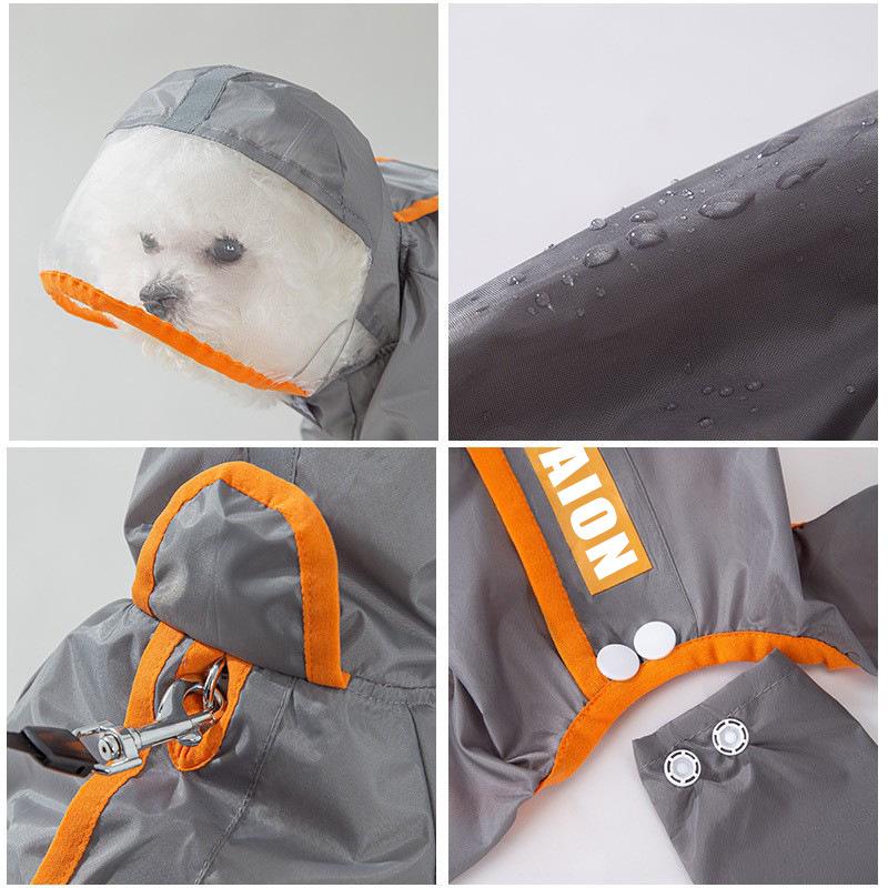 Colorblocked Breathable Dog Raincoat Pulled Full Body Coverage Waterproof Dogs Coats with Hat Reflective Pets Accessories