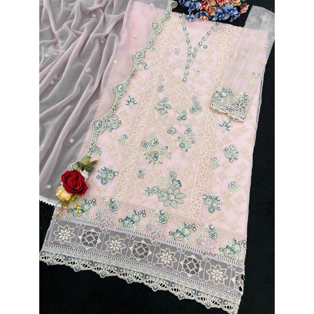 Heavy Organza Silk Pakisatni Salwar Kameez Indian Bollywood Party Wear Suit