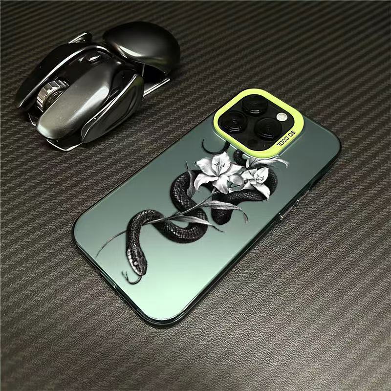 The New Black Snake Wrapping Flower Is Suitable for Iphone17 Mobile Phone Case Apple 15promax/14 Anti-drop 13pro16 Europe and America