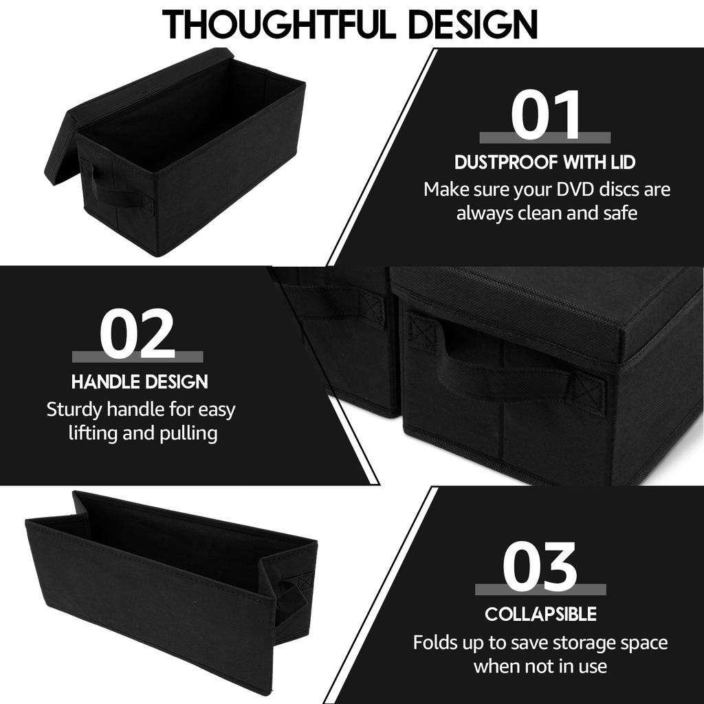 4PCS/3PCS/2PCS CD Storage Boxes Solutions Nonwoven Fabric CD Organizer Case Stackable DVD Case Holder Organizer 36x16x14cm