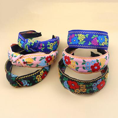 Bentiță de păr etnică decorativă cu broderie boho, accesoriu de păr boem, bentiță cu bandă etnică brodată pentru nunți