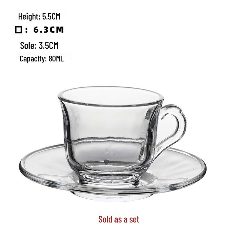 INS Style Heat-Resistant Striped Glass Cup & Saucer Set for Coffee, Tea, Iced Americano, Latte, or Transparent Mug.