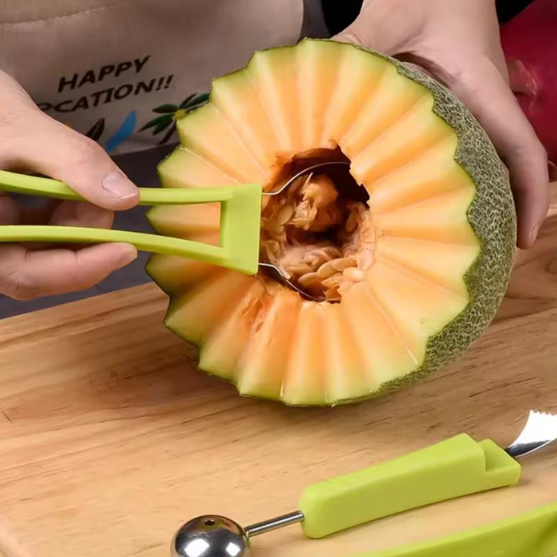 4 in 1 Watermelon Slicer Cutter Scoop Fruit Carving Knife Cutter Fruit Platter Fruit Dig Pulp Separator Kitchen Tools Gadgets