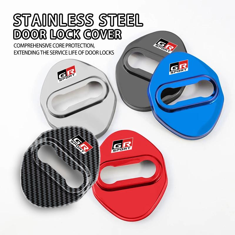 bsqrw5 For Toyota 4Pcs Stainless Steel Car Door Lock Cover Case Stickers Accessories GR sport Hilux Aygo TDR Yaris Corolla Rav4 CHR