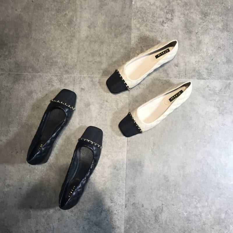 Fashion Low-heeled Shoes Versatile Women's Soft-soled Work Shoes New Spring and Autumn Square Head Thick-heeled Single Shoes Women