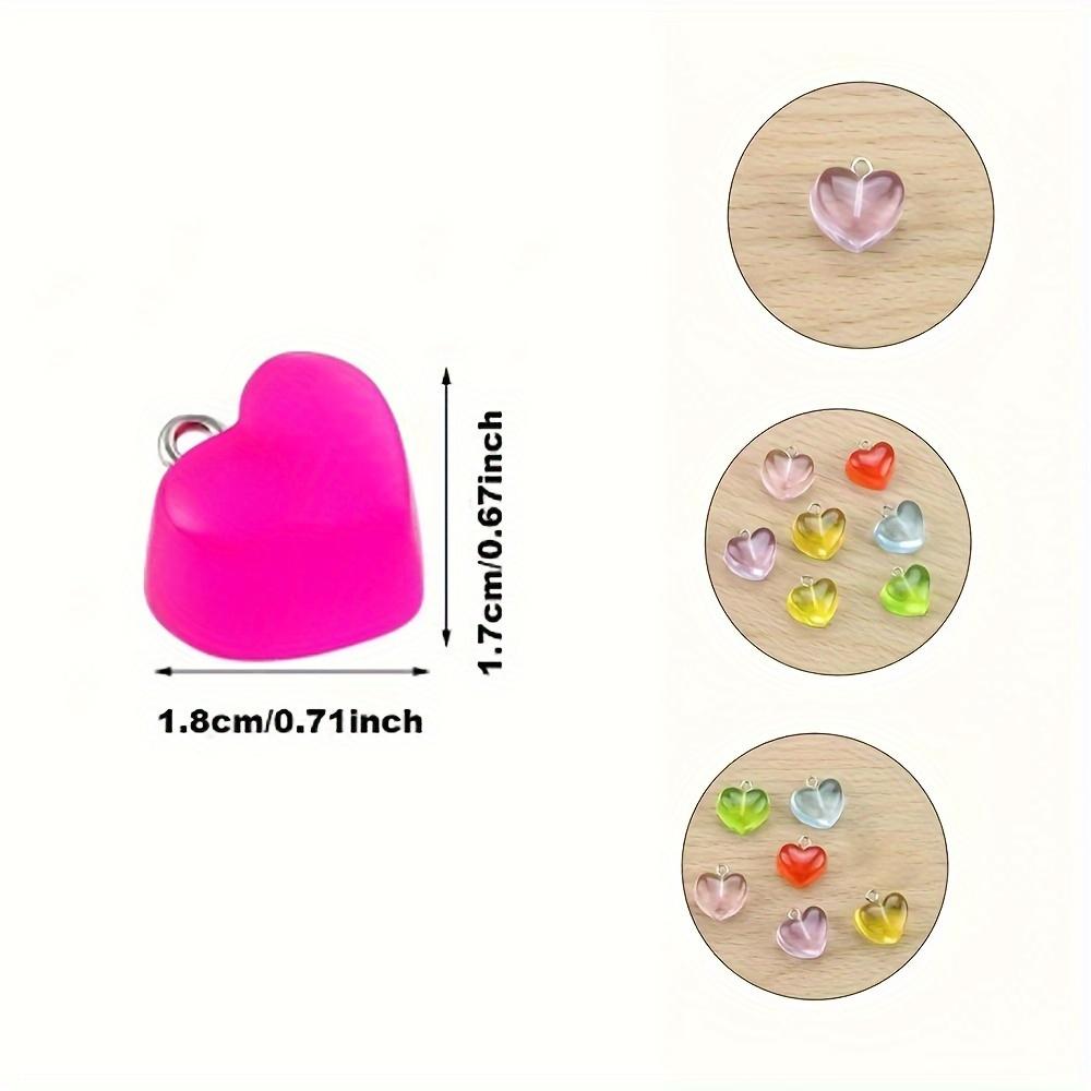 4/15pcs Resin Heart Pendant, Randomly Mixed Colors, Peach Heart Pendant Material, DIY Bracelet, Necklace, Earring, Keychain, Foot Chain