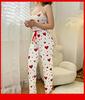 Women's European Style Bowknot Pajama Set - Long Sleeve Top & Elastic Long Pants, Printed, Casual, and Sexy for Indoors or Outdoors.