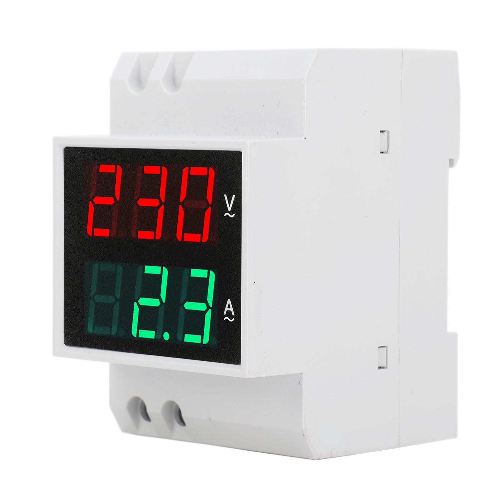 

AC DIN Rail Meter Single Phase Dual LED Display Voltmeter Ammeter Voltage Current Meter AC80‑300V 0.1‑99.9A