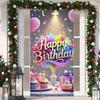 Black Gold Happy Birthday Door Banner Pink Blue Purple Shining Balloons Kid Adult Party Decoration Backdrop Photo Shoot Supplies