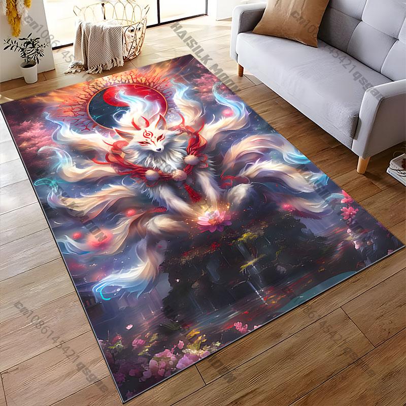 Mystical fox spirit energy carpet Yoga living room room decor children's crawling mat doormat area rug games mat