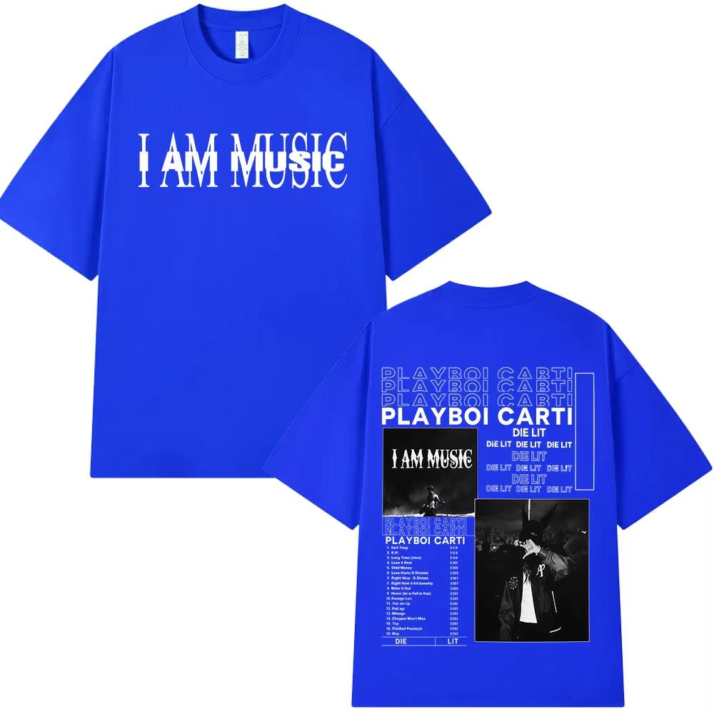Rapper Playboi Carti I AM MUSIC graphics 100Cotton music Tshirt Men 2026 New Summer Hip hop unisex Short sleeve shirt fan gifts