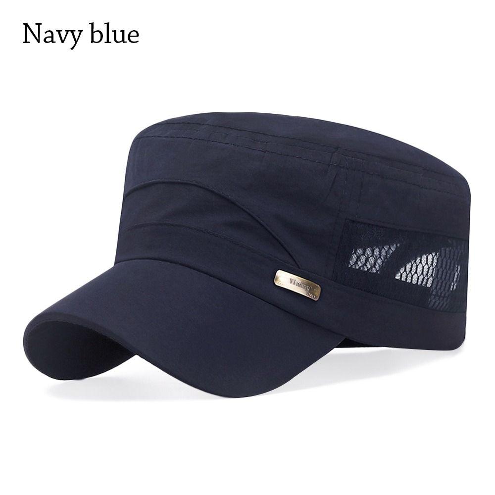 Breathable Cadet Hat Adjustable Flat Top Cap Spring Summer Sun Hat  Men