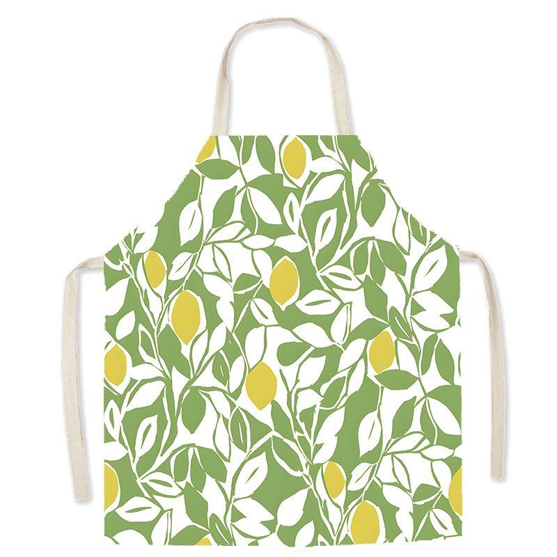 Nordic Fresh Plant Couple Linen Sleeveless Apron Kitchen Baking Cooking Men And Women Waist Chef Coat