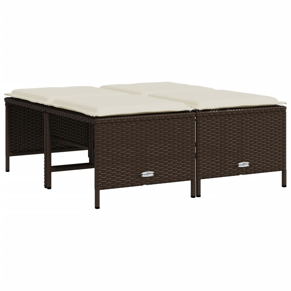 Vidaxl 5-Cz. Garden Furniture Set With Cushions, Brown, Poly Rattan