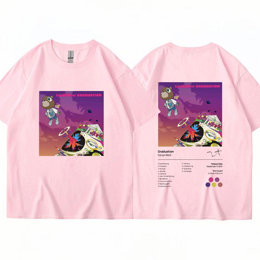 Kanye West Graduation Music Album Print T Shirt Men Women Hip Hop Cotton T-shirt Oversized Summer Fashion T Shirts Streetwear