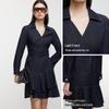 VEROMODA 2026 Autumn V-Neck Pleated Denim Mini Dress with Lyocell Belt