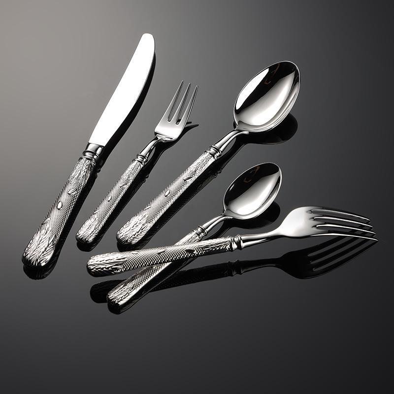 Kłos pszenicy 304 zachodnia zastawa stołowa nóż do steków i widelec łyżka łyżeczka do herbaty widelec do herbaty wysoka wartość hotelowa kuta zastawa stołowa nóż i widelec