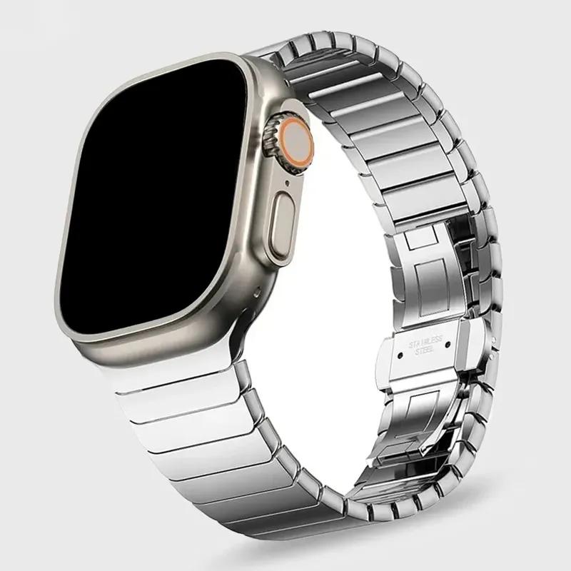 Magnetic Stainless Steel Band for Apple Watch 46mm 49mm 45mm 44mm Men Metal Link Bracelet for iWatch Series 10 9 8 7 6 5 Se Ultra 1 2