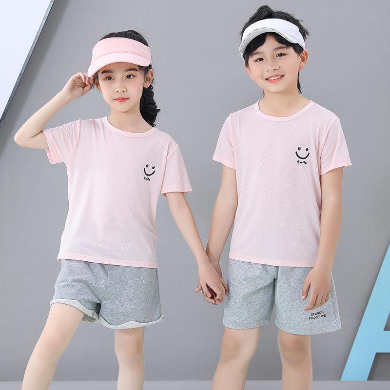 2023 Summer Kids' Short Sleeve Ice Silk T-Shirt - Boys' & Girls' Casual Wear