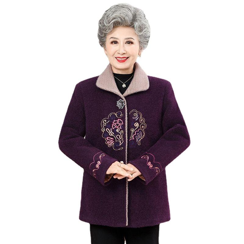 Manteau épais pour femmes âgées, veste avec pardessus chaud en Faux vison et cachemire