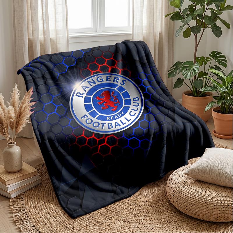 Rangers FC Weiche Flanell-Fleece-Decke Leicht Gemütlich Warm Überwurfdecke für Sofa Bett Heimdekoration