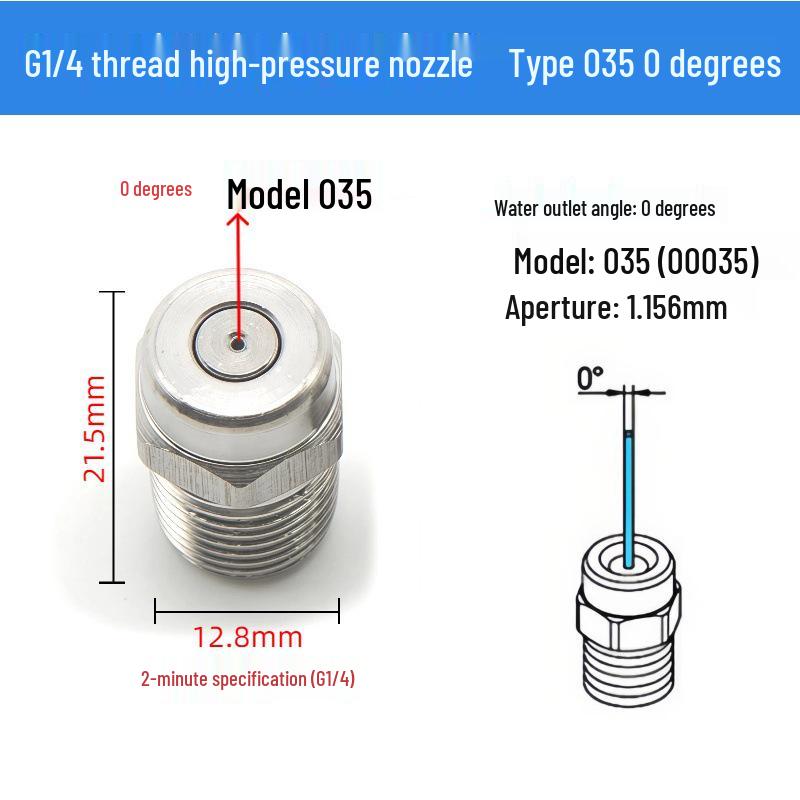 High-Pressure Stainless Steel G1/4 Nozzle for Industrial Cleaning and Dust Removal