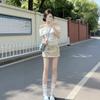 French White One-word Neck Off-the-shoulder Slim-fit Shirt Top, Women's Summer Sweet and Spicy Beautiful Wear, and a Whole Set of Skirts