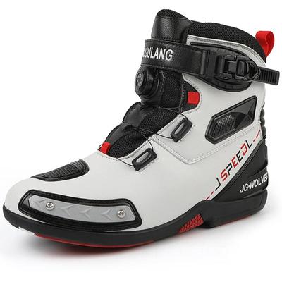 Bottes de moto unisexes de grande taille en cuir véritable, chaussures de sport antidérapantes et anti-collision, cyclisme en plein air, bottes de moto pour femmes
