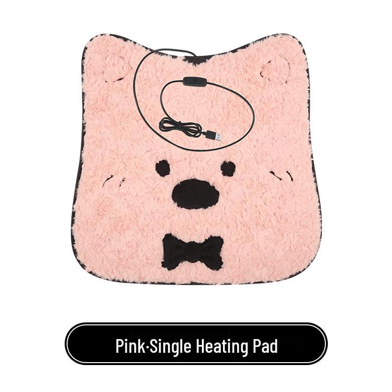 Cartoon Winter Plush Heated Seat Cushion with USB for Car or Office