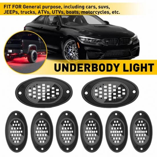 Набор красных светодиодных огней для бездорожья 8 шт. для грузовика, неоновая подсветка днища, лампа EA