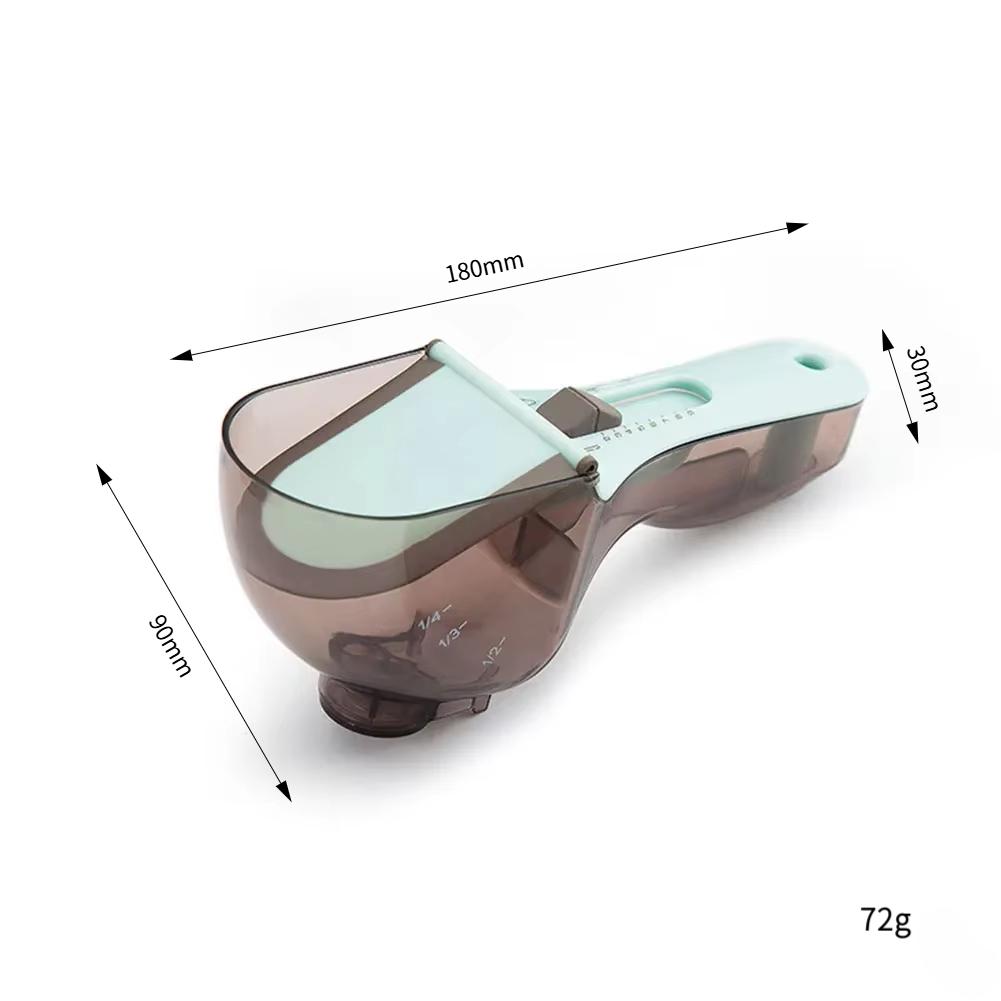 Dog Food Scoop with Measuring Scale, 1/2 Cup Adjustable Pet Food Measuring Cup for Dog Cat, Easy to Clean, Multi-use