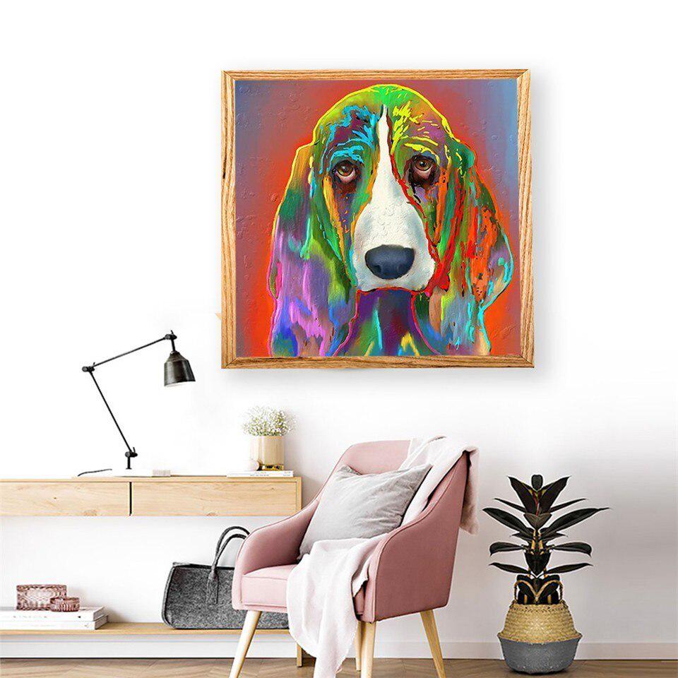 Diamond Painting Full Round Mosaic Colorful Dog Diamond Embroidery